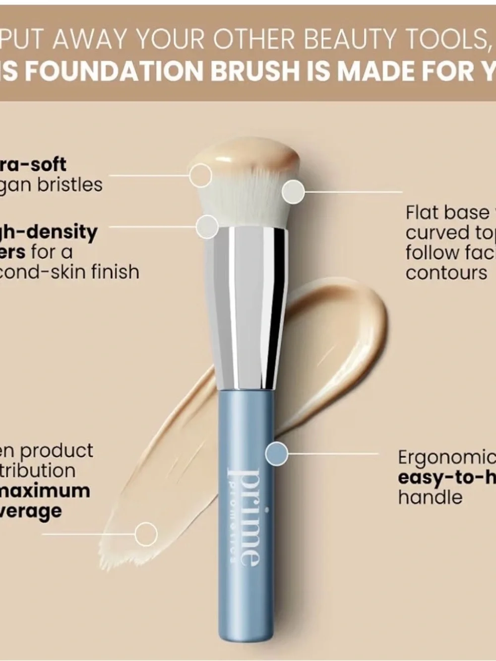 Prime Prometics Color Changing Foundation & Brush - Light - Med Coverage 1 fl oz